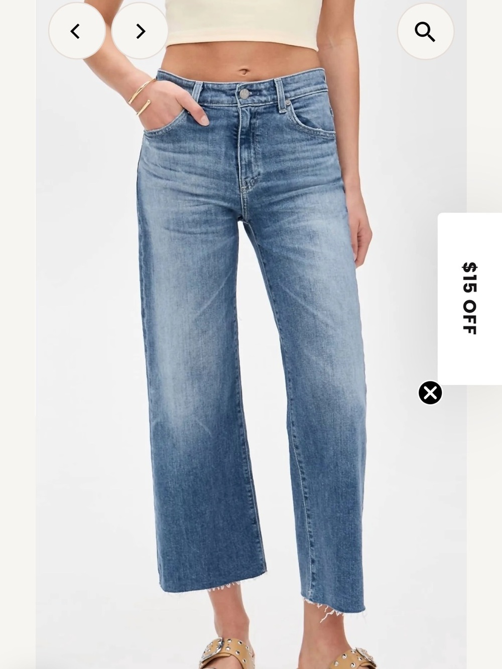 AG Adriano Goldschmied Saige Wide Leg Crop Jeans Distressed - Picture 6 of 6